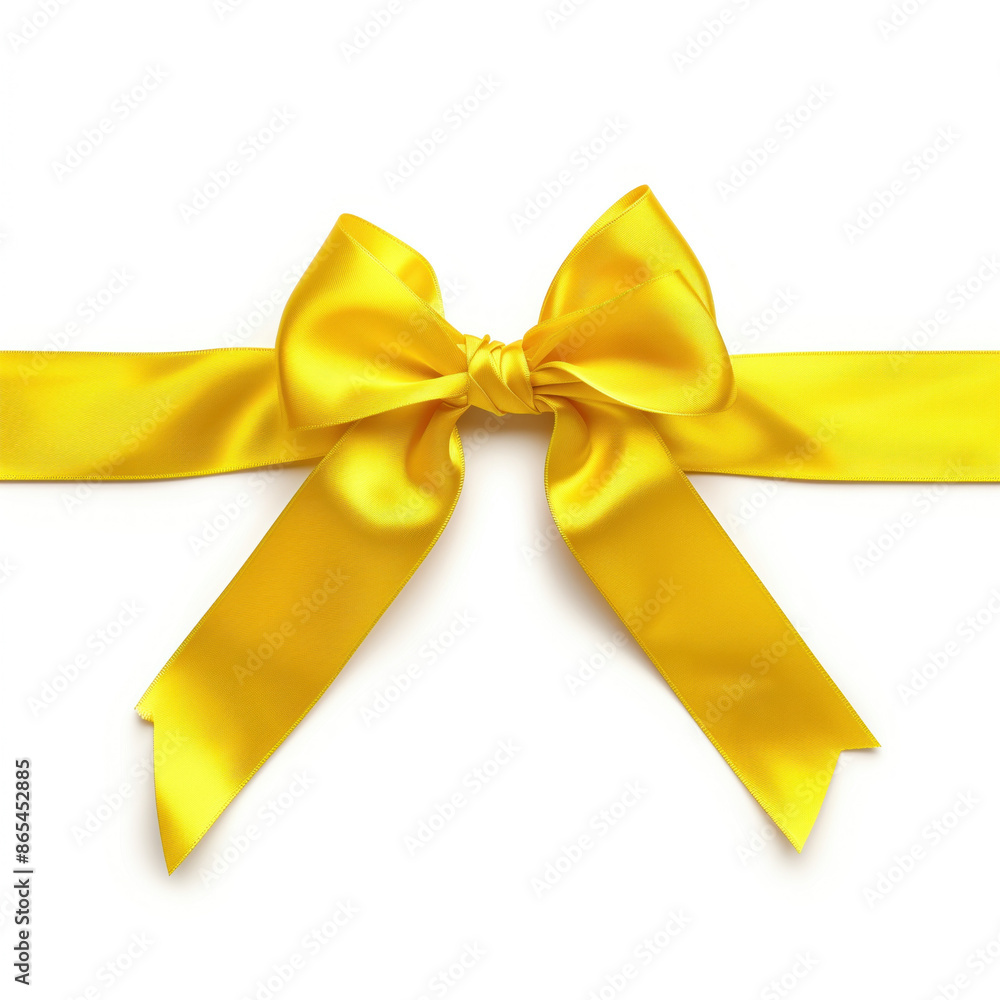 White background featuring a yellow satin ribbon bow White background featuring a yellow satin ribbon bow