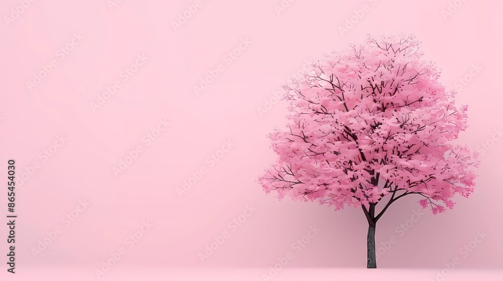 Obraz premium pink tree on pink background 