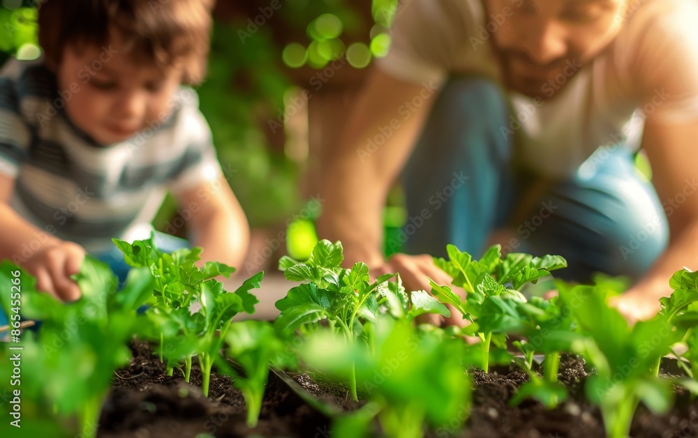 custom made wallpaper toronto digitalFamily growing vegetables in their backyard, home gardening, food sustainability