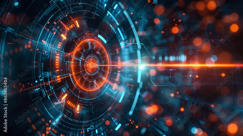 Obraz premium A sci-fi target circle with intricate glowing patterns, merging technology with artistry. This visual encapsulates futuristic themes and the beauty of digital design.