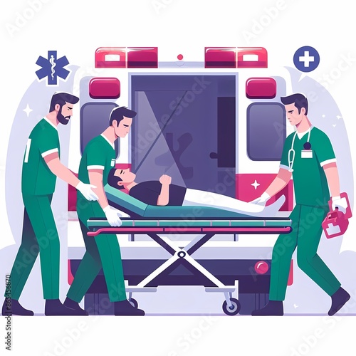 Colorful ambulance vector illustration on isolated white background