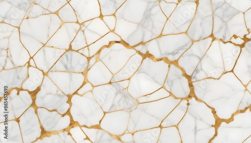 Pristine white marble surface with stunning, sinuous golden-hued veins and striations in a high-contrast pattern