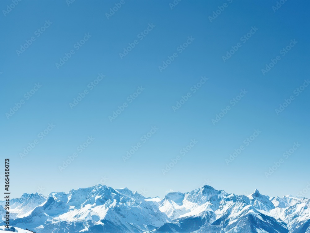 Fototapeta premium Stunning Blue Sky Over Snow-Capped Mountain Range for Travel Nature Promotions