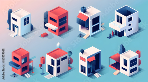 Isometric Architectural Geometric Templates for Cover Design,Posters,and Brochures © yelosole