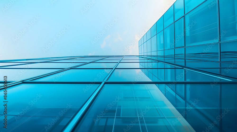 Obraz premium Seamless Reflection of Sleek Modern Office Architecture on Glassy Facade