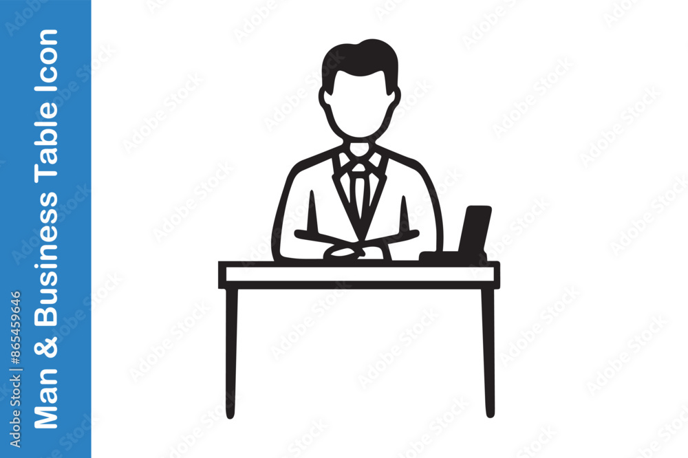 Man with business table icon with business element Man with business table icon with business element