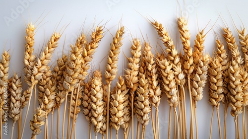 "Create a Minimalist Image Featuring Golden Wheat Stalks Against a Simple Background, Highlighting Natural Beauty and Simplicity"