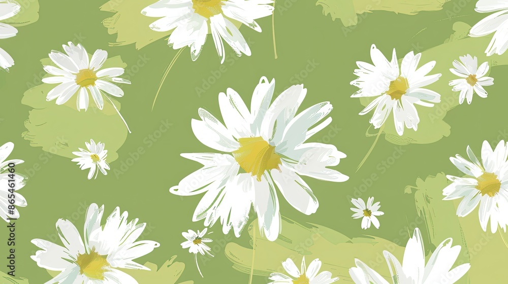 Hand drawn white daisy flower on a matcha green background vector illustration. Hand drawn white daisy flower on a matcha green background vector illustration.