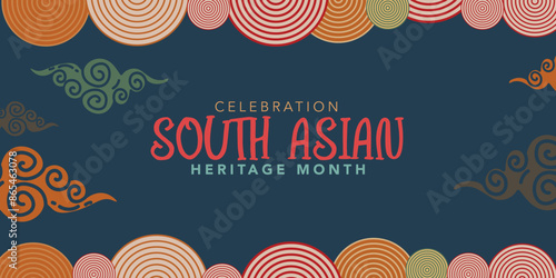 South Asian Heritage month (18 July / 17 August) banner
. South Asian Heritage month celebration. Vector banner with abstract mandala symbol ornament on red background. Greeting card, banner design.

