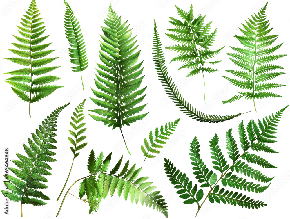 Green Fern Leaves Collection Isolated on White Background, Png File Green Fern Leaves Collection Isolated on White Background, Png File