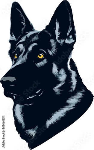 Hand drawn animals German shepherd silhouette vector set illustration on white background