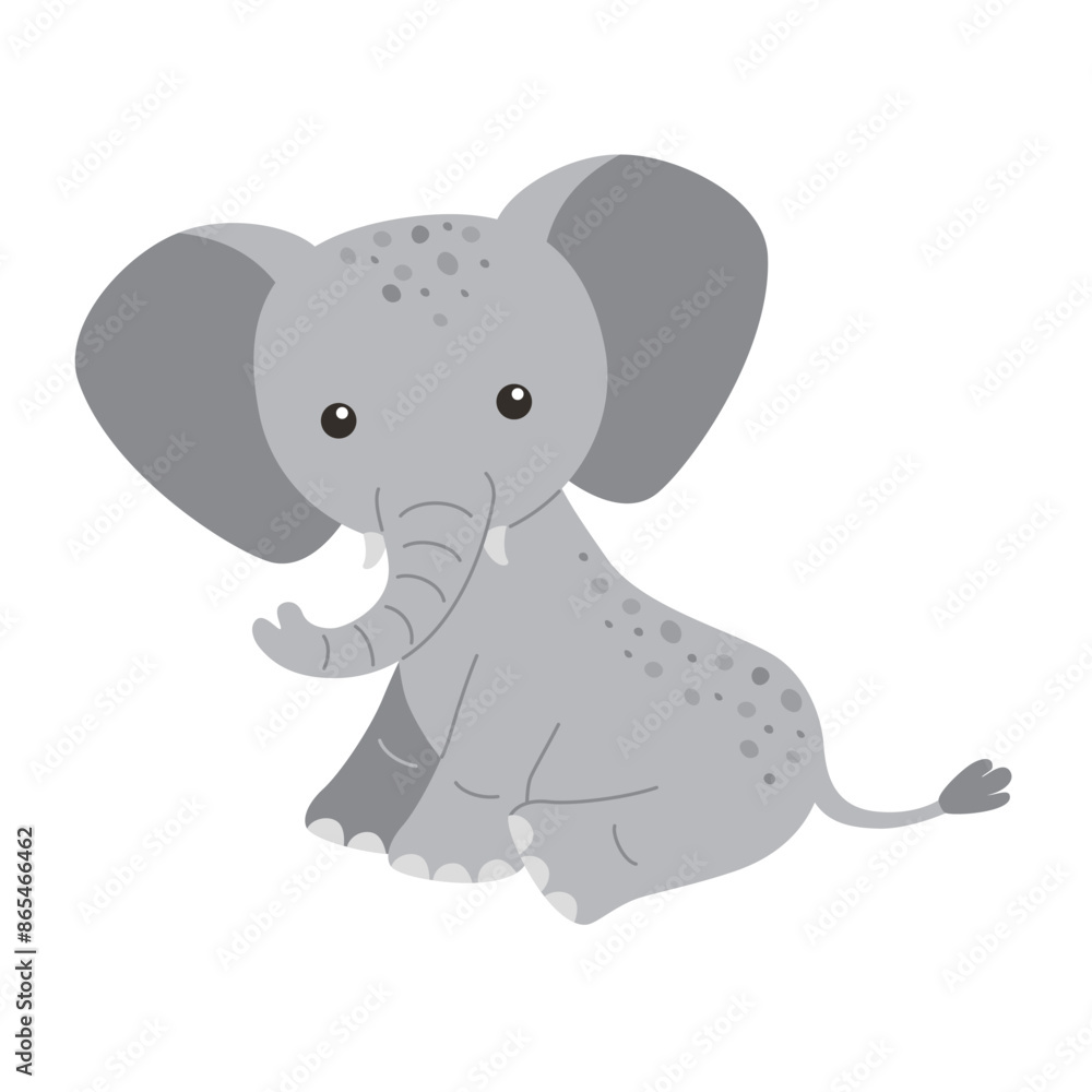 Fototapeta premium Cute elephant isolated on a white background.