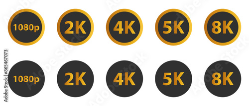 Video monitor screen resolution gold sign icon vector illustration design