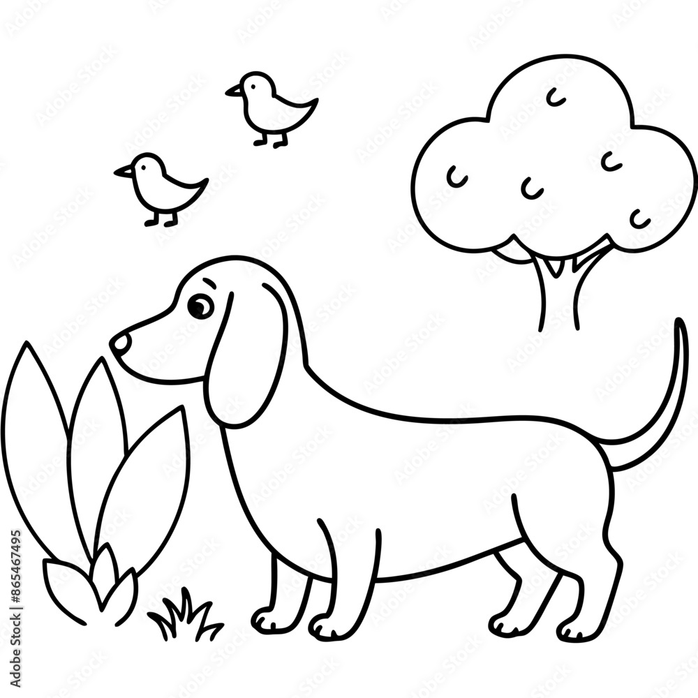 Obraz premium Dachshund Dog Coloring Page for Kids