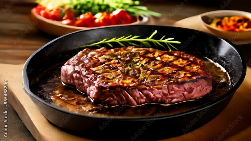 Deliciously grilled steak ready to be savored Deliciously grilled steak ready to be savored