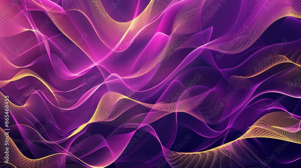 Fototapeta premium Line and geometric graphic background, purple and gold, vector illustration. Background image