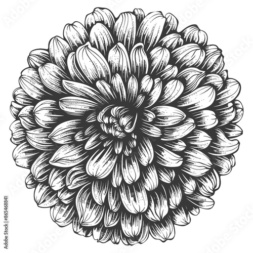 pom pom with engraving style