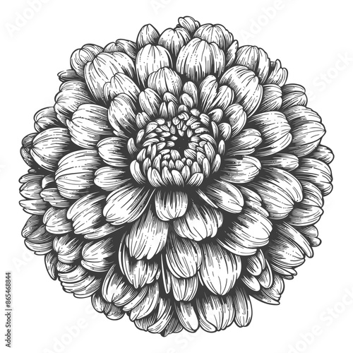 pom pom with engraving style