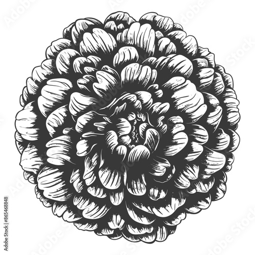 pom pom with engraving style