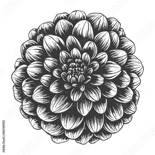 pom pom with engraving style