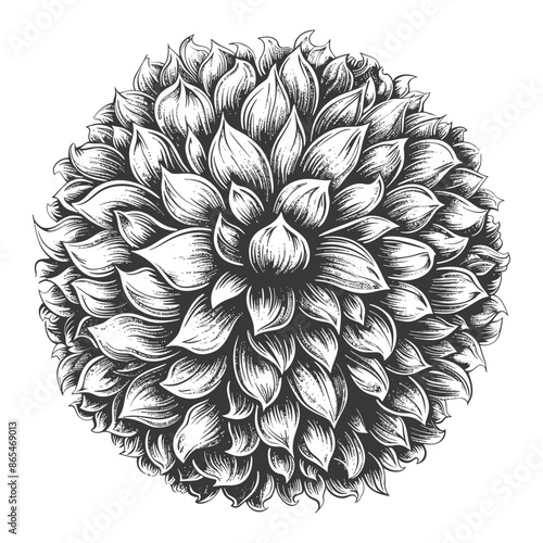 pom pom with engraving style