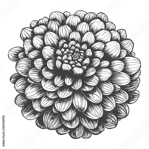 pom pom with engraving style