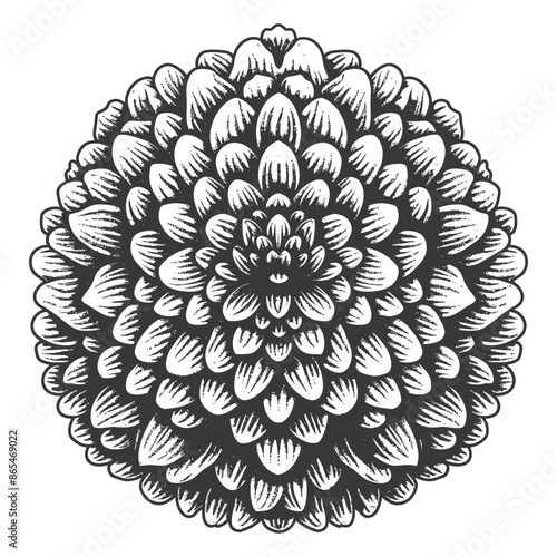 pom pom with engraving style