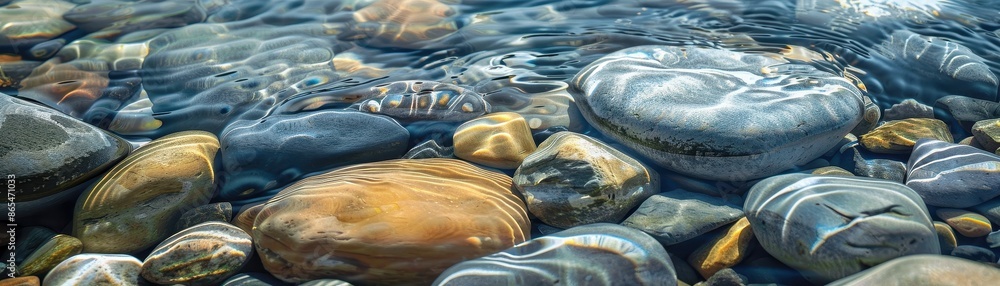 Fototapeta premium Smooth Rocks and Light Reflections Underwater