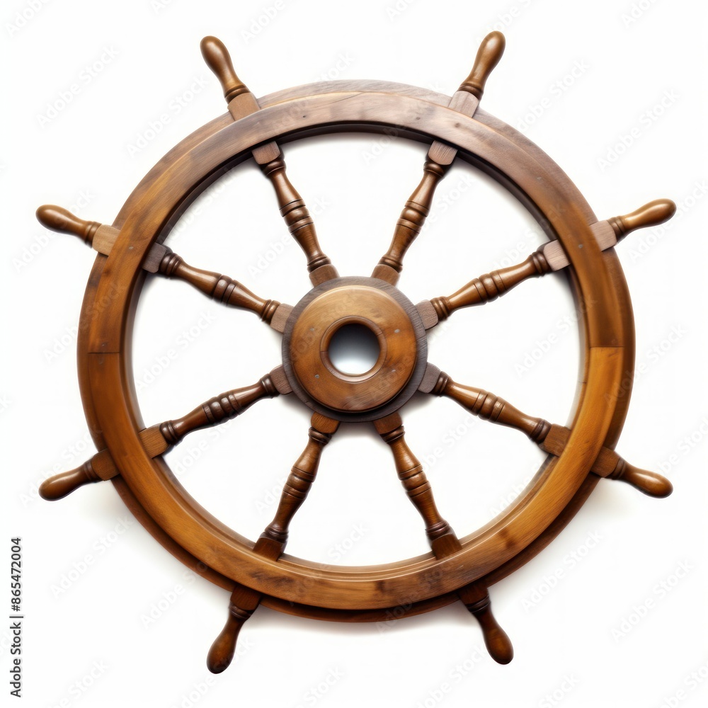 Obraz premium Vintage Wooden Ship's Steering Wheel