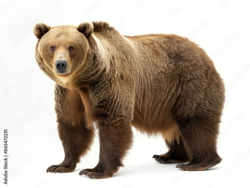 Fototapeta premium Brown Bear Portrait on White Background