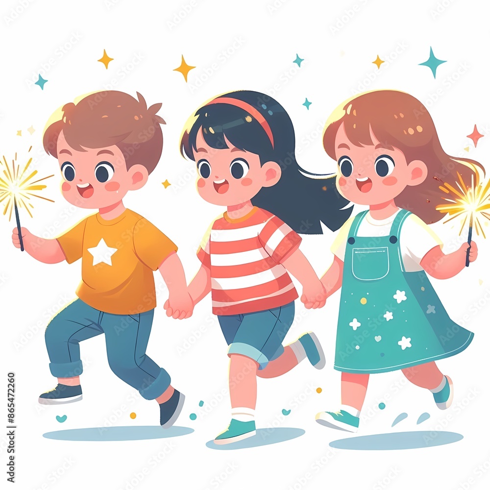 Children playing vector illustration isolated on a white background Children playing vector illustration isolated on a white background
