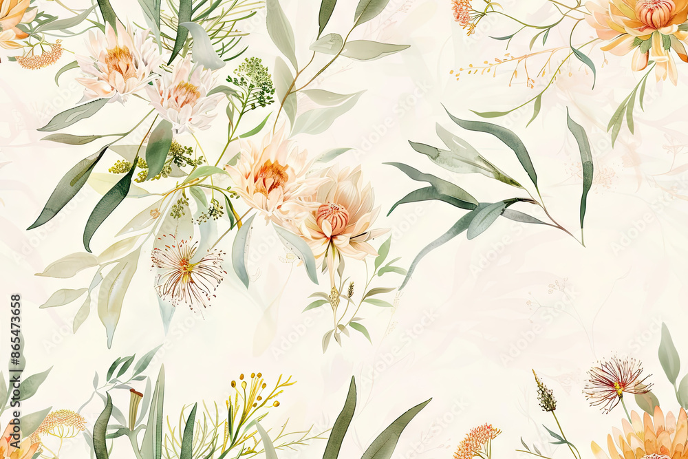 a floral background with flowers and leaves a floral background with flowers and leaves