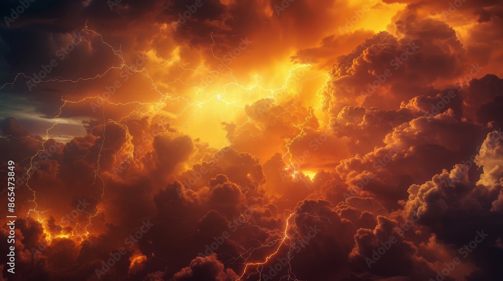 Fiery Sky with Lightning Bolts Fiery Sky with Lightning Bolts