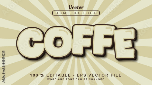 Editable 3d text effect coffe modern style isolated on blaster background
