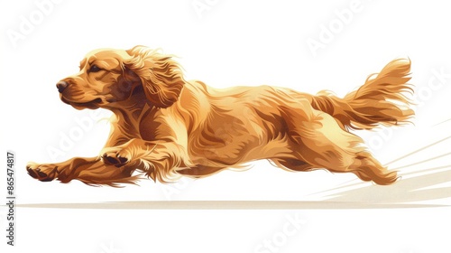 Illustration of a golden retriever in full sprint, showcasing agility and energy. Perfect for pet, animal, and dynamic motion themes. photo