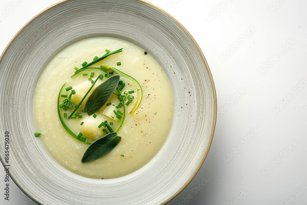 Cauliflower and Potato Soup with Sautéed Leeks and Chopped Chives and Tarragon Cauliflower and Potato Soup with Sautéed Leeks and Chopped Chives and Tarragon