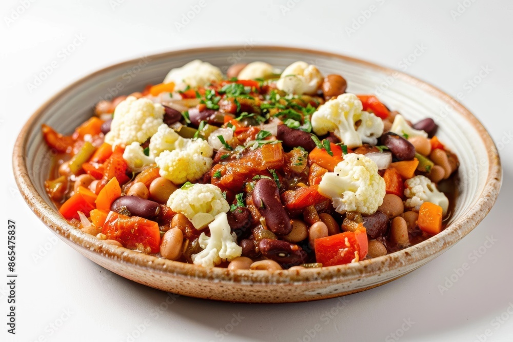 Grated Cauliflower and Bean Chili with Delicious Toppings Grated Cauliflower and Bean Chili with Delicious Toppings