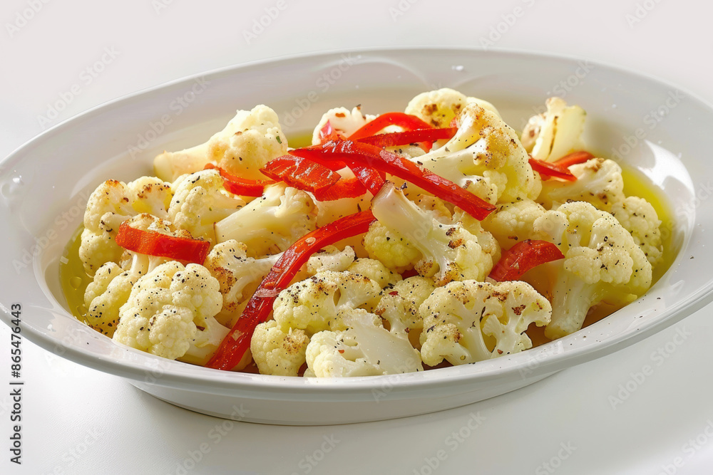 Delicate Red Pepper Ribbons on Roasted Cauliflower Delicate Red Pepper Ribbons on Roasted Cauliflower