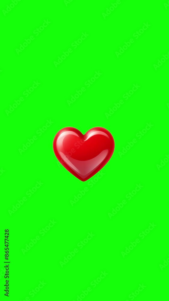 Red Heart on Green Screen for Video social media Red Heart on Green Screen for Video social media