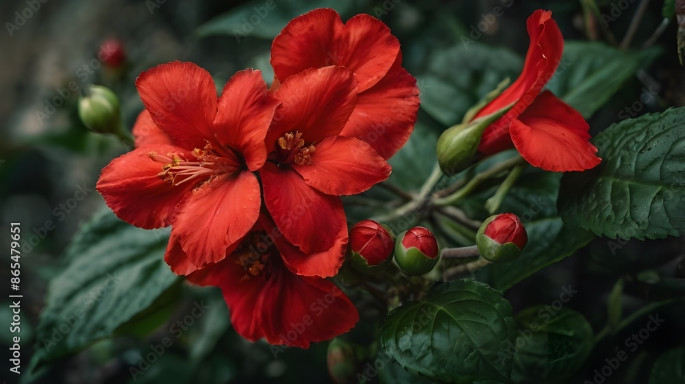 Fototapeta premium red flower in the garden