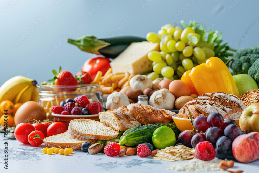 Fruits and vegetables are piled together. Fruits and vegetables are piled together.