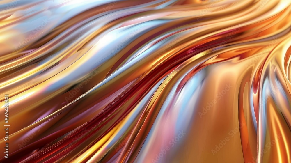 Abstract Wavy Gold and Red Metallic Background - An abstract background with wavy metallic shapes in gold, red and blue colors. Abstract Wavy Gold and Red Metallic Background - An abstract background with wavy metallic shapes in gold, red and blue colors.