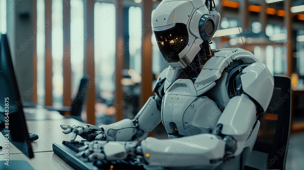 A robot designed for combat sits ready at a military facility, highlighting the use of robotics in defense strategies A robot designed for combat sits ready at a military facility, highlighting the use of robotics in defense strategies