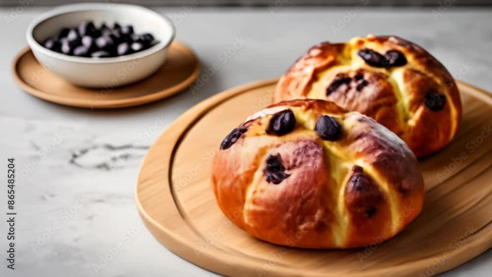 Deliciously baked bread with chocolate chips ready to be enjoyed Deliciously baked bread with chocolate chips ready to be enjoyed