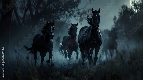 horses in the forest