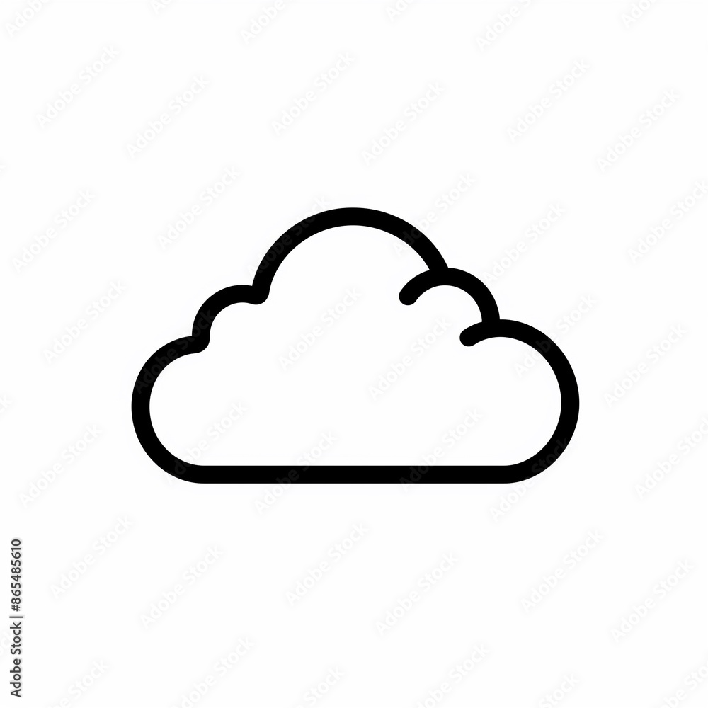 Simple black line drawing of a cloud, perfect for minimalistic design and tech-related applications. Simple black line drawing of a cloud, perfect for minimalistic design and tech-related applications.