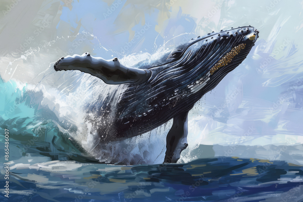 Fototapeta premium whale jumping out of water