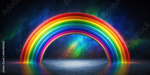 Vibrant endless rainbow arc on dark background symbolizes movement for autism rights and acceptance, celebrating Neurodiversity Day, with ample copy space for message. photo