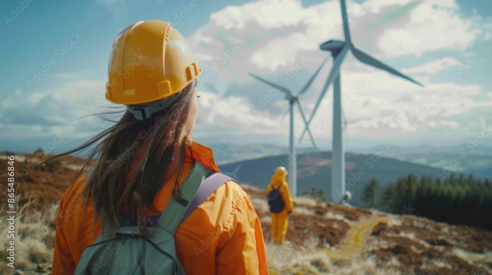 A woman in a yellow helmet A woman in a yellow helmet