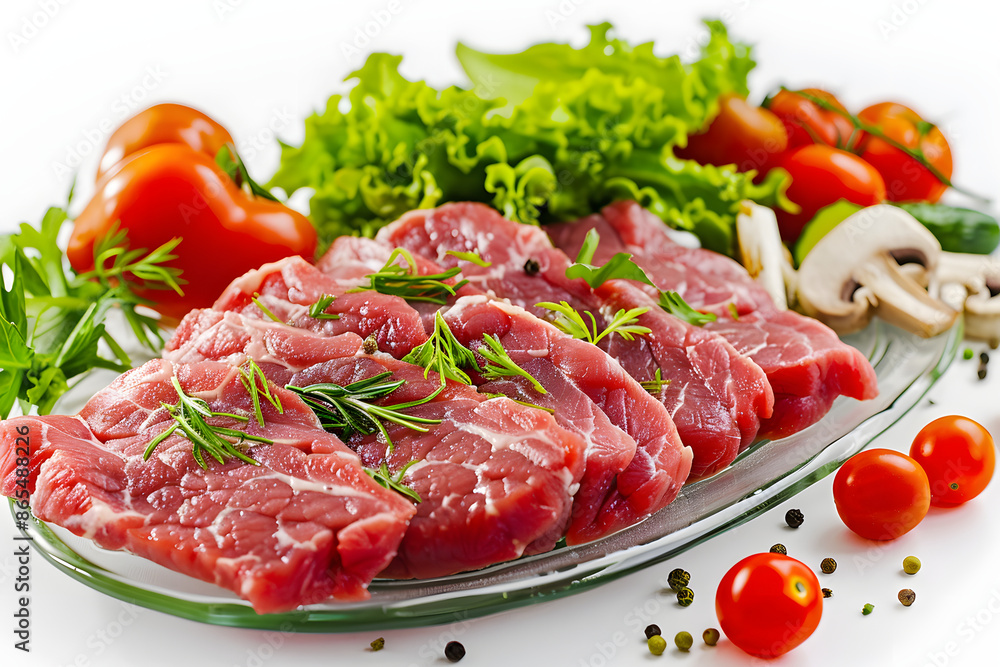 raw beef steak with vegetables raw beef steak with vegetables